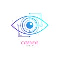 Eye Scanner Logo .Cyber eye on a white background .Electronic nanotechnology .Technologies of the future .Vector illustration .